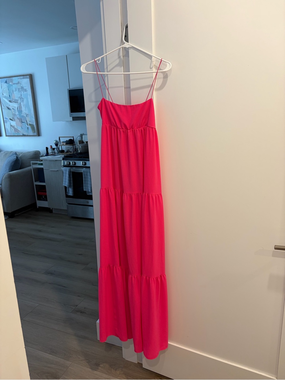 Show Me Your MuMu Hot Pink Tiered Maxi Dress with Spaghetti Straps